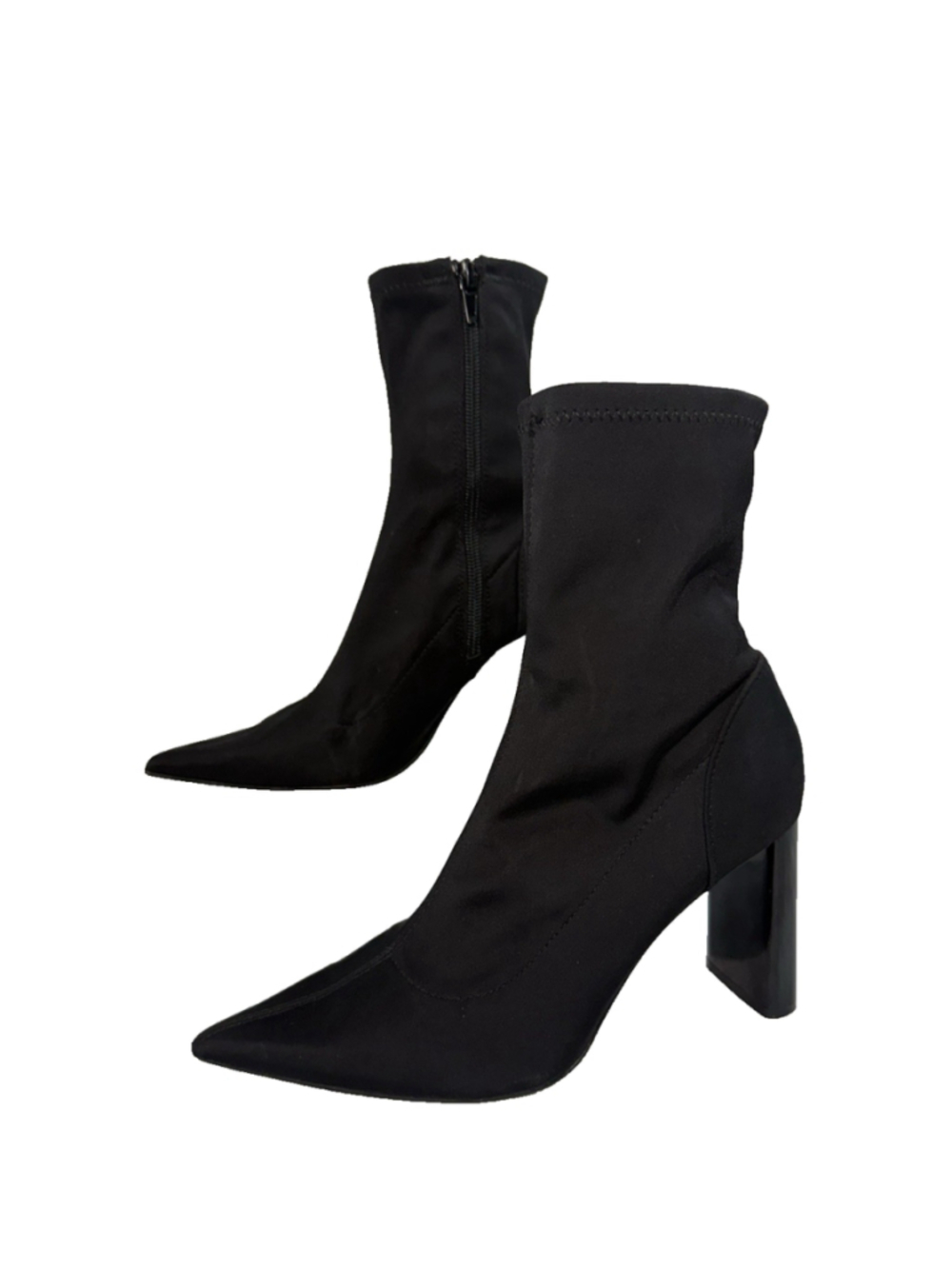 Zara Mid Calf Black Nylon Boots Pointed Toe size 6.5